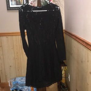 Black laced long sleeve dress